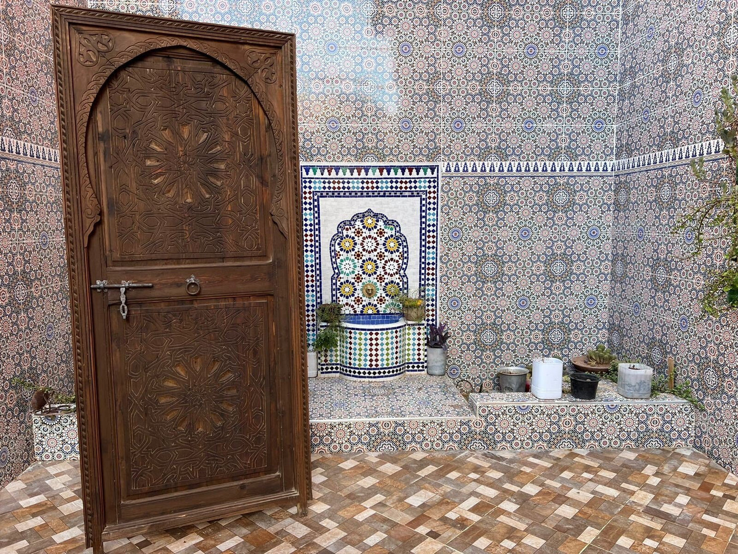 Moroccan Door Geometric Hand Carving For Interior Exterior Room Moorish Mediterranean Architectural Wood work house door house