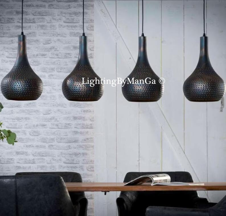 Black Ceiling Light - Handmade Metal Moroccan Chandelier for Kitchen Island Lighting and Home Decor, kitchen island lighting, light fixture,