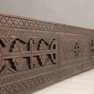 Luxurious Moroccan Bed Frame - Hand-Carved Custom Bed, Exotic Juniper Wood, Traditional Berber Design, Free Worldwide Shipping