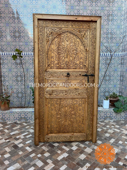 Wooden Carved Door Style Boho WRITING With Carved iron  Locker, Closet Interior Door designer Home Moroccan Gift Doors Modern Door & Locks .