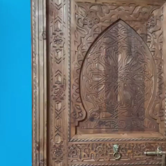 Wooden Carved Door Style Boho WRITING With Carved BRASS Locker, Closet Interior Door designer Home Moroccan Gift Doors Modern Door & Locks .