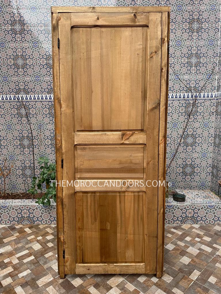 Carved Wooden Door Boho Style With Iron Carved Lock, Wooden Carved WRITING Door, Closet Interior Exterior Door.
